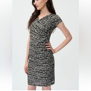 Joseph Ribkoff Black and White Textured Midi Dress Ptp 18.5”